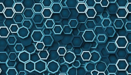 Obraz premium Abstract Teal Hexagon Pattern: A Serene Geometric Design