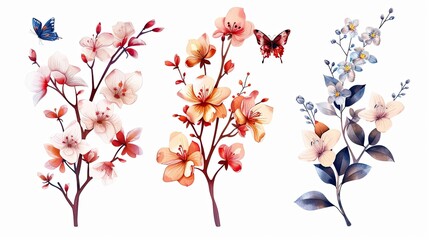 Colorful spring floral elements 
