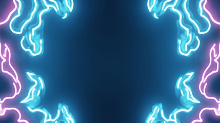 Abstract Neon Light Design With Blue And Pink Hues