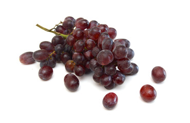 Bunch of red grapes Isolated on white background.
