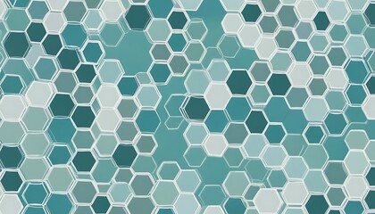 Abstract Hexagon Mosaic: Teal and Gray Geometric Pattern