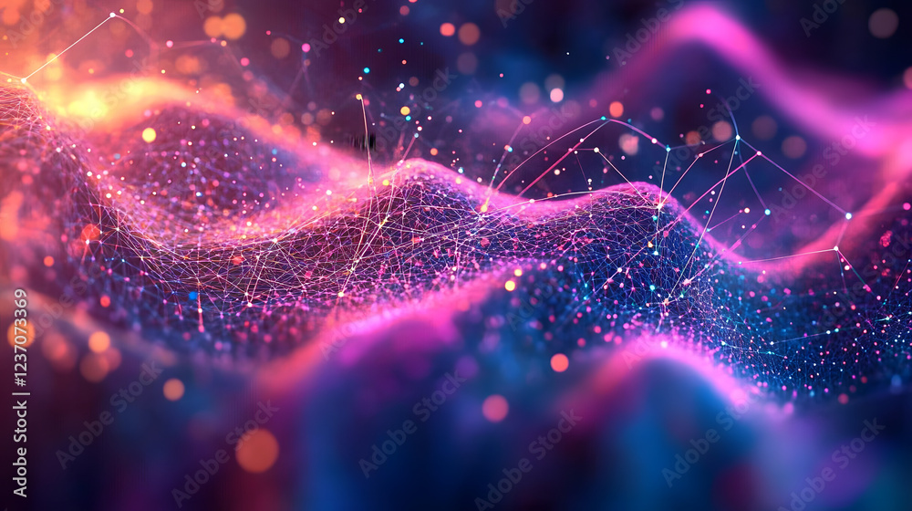 Poster abstract technology background. polygonal with connecting dots and lines. data and technology concep