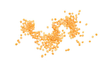 Split and hulled mung beans isolated on background