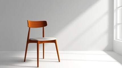 A separate chair with cushioned seat and back is sitting on a white surface.