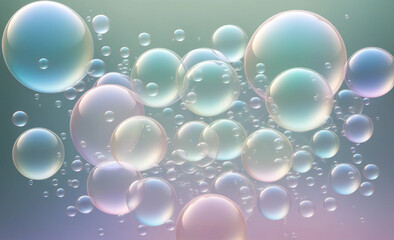 Colorful Soap Bubbles: Iridescent Spheres Floating in a Gradient Background