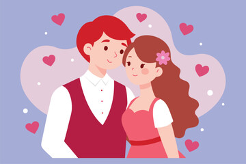 valentine's day greeting with a romantic couple vector art illustration