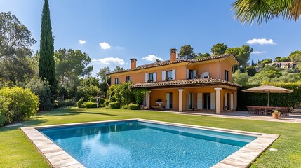 A luxurious Mediterranean villa featuring a private swimming pool, sunny terraces, and breathtaking views.
