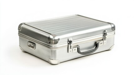 Sleek Silver Aluminum Suitcase: Vintage Travel Luggage