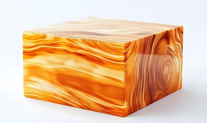 Orange wood block on white background, product display