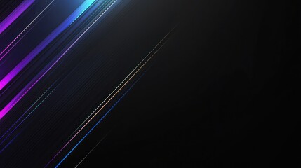 Abstract diagonal lines, vibrant colors, dark background, graphic design, digital art, possible use in tech marketing