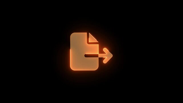 File export icon brown color glowing neon animation on black background