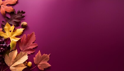 fall themed heritage with leaves against deep plum pink colour seasonal banner with replica area