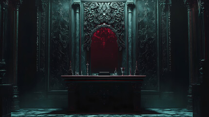 A dark and moody depiction of an epilation device surrounded by dramatic lighting and ornate gothic patterns, emphasizing elegance and precision. Gothic Elegance. Illustration