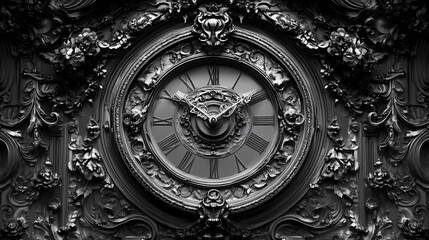 Obraz premium Decorative clock in gothic style, featuring intricate designs and a rich history, symbolizing elegance and timeless beauty. Gothic Elegance. Illustration