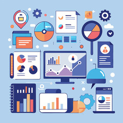 Modern Infographic Elements for Business Presentations & Social Media Marketing