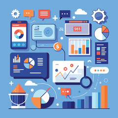 Modern Infographic Elements for Business Presentations & Social Media Marketing