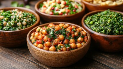 Aromatic and Colorful Middle Eastern Cuisine: Delicious Chickpea, Tabbouleh, and Other Dishes