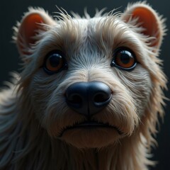 Naklejka premium Close-Up Portrait of a Fluffy Terrier Dog with Expressive Eyes A3B7