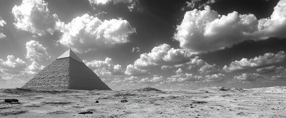 Fototapeta premium Pyramid under a dramatic cloudy sky.