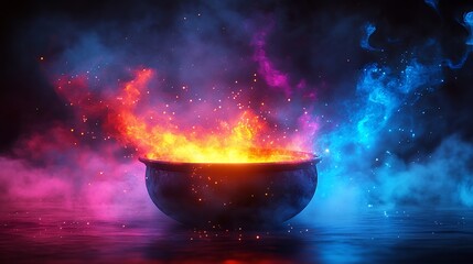 Fiery Cauldron: A Mystical Fantasy Art Scene