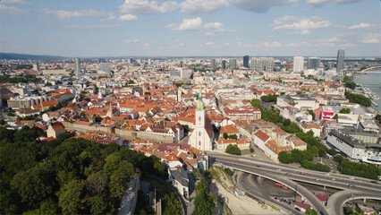 Obraz premium Aerial - Bratislava cityscape featuring St. Martin's Cathedral, Slovakia