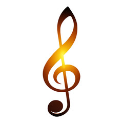 Obraz premium Glossy Orange and Yellow Musical Treble Clef