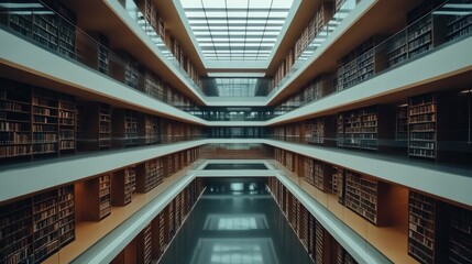 Fototapeta premium Modern Library Interior Architecture Bookshelves