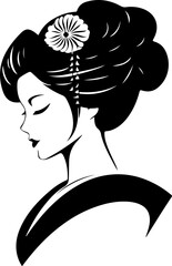 Traditional Geisha Profile Illustration
