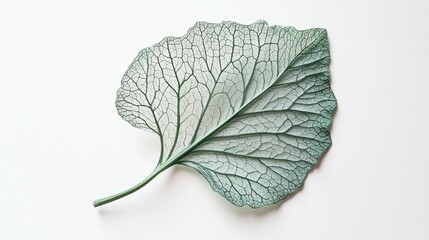 Fototapeta premium Detailed Green Leaf with Veins Isolated on White Background