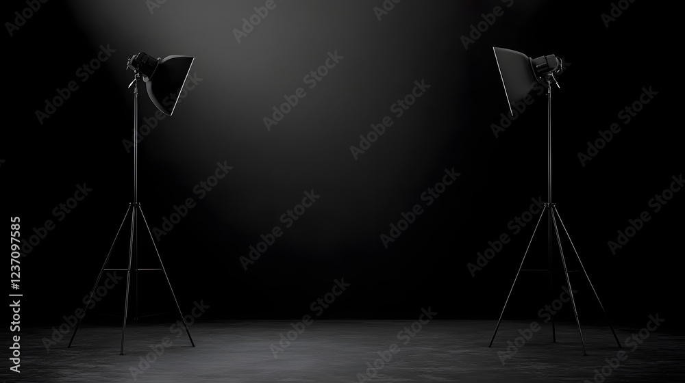 Poster plain solid absolutely black colour background empty space for background of studio room and display