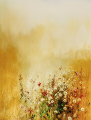 Flower painting background with abstract textures and copy space.