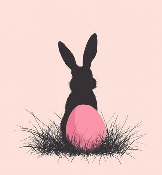 recommend clip art: Silhouette of an Easter Bunny on a Pink Egg – Clipart for Easter Celebration