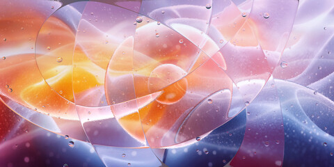 Abstract 3D colourful dynamic composition of smooth lines, waves, light effects, bubbles. Decorative digital art illustration for web sites, branding, presentations, modern graphic design background