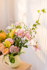 Beautiful bouquet in yellow vase