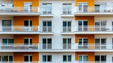 Obraz premium Modern Residential Building with Colorful Facades and Balconies