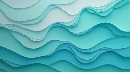 Abstract Blue Wave Papercut Layers Design