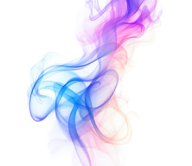 Fototapeta premium Colorful Abstract Smoke Art with Blue, Purple, and Pink Swirls, Isolated on Transparent and White Background