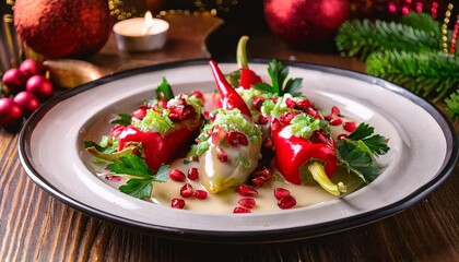 chiles en nogada with festive flair