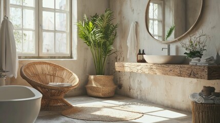 Modern Rustic Bathroom Design with Natural Elements and Light
