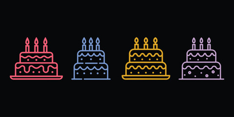 Birthday and Anniversary cake icon set