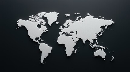 Fototapeta premium Metallic world map on dark background, global concept