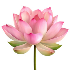beautiful pink lotus flower with delicate petals and green leaves, symbolizing purity and tranquility
