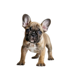 Obraz premium playful French Bulldog puppy with curious expression, standing confidently. This adorable pet showcases its unique features and charm, perfect for animal lovers