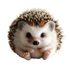 Obraz premium Cute hedgehog with soft fur and spiky back, sitting in playful pose. This adorable creature showcases its tiny paws and expressive face, evoking warmth and joy