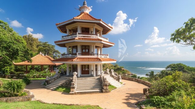 The Japanese Peace Pagoda in Rumassala, Sri Lanka is a sacred temple with stunning views of the Indian Ocean and Galle Dutch Fort.