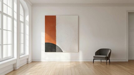 Modern Artistic Interior with Abstract Artwork and Elegant Chair