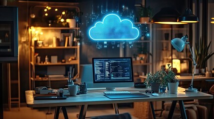 Cloud Computing Workstation Modern Home Office Setup