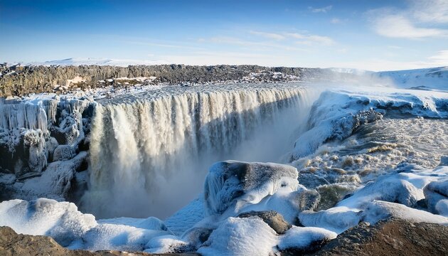 detifoss waterfall in iciness iceland
