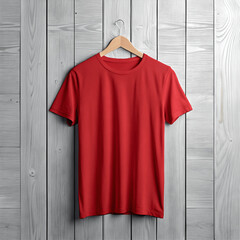 red t shirt on a wooden background