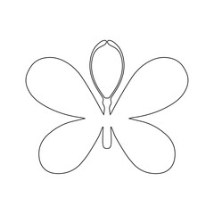 Line sketch, winged insect outline, decorative butterfly. Vector graphics.
